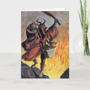 Vintage Victorian Krampus-julkort Helgkort