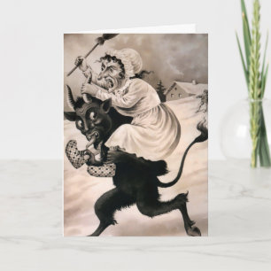 Vintage Victorian Krampus-julkort Helgkort