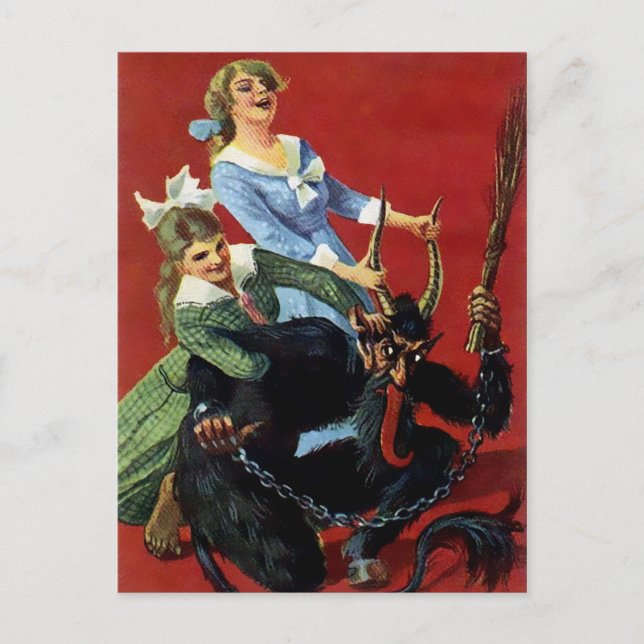 Vintage Victorian Krampus Vykort (Framsida)