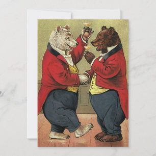 Vintage Victorian Lycklig, Gay, Dancing Bears
