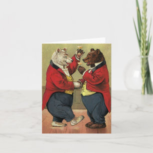 Vintage Victorian Lycklig, Gay, Dancing Bears Kort