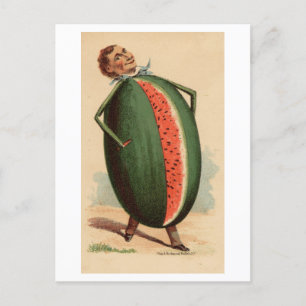 Vintage Victorian Man med Watermelon Body Vykort