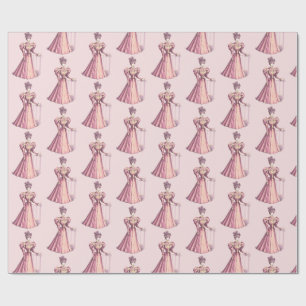 Vintage Victorian Mode Woman Rosa Dress Presentpapper