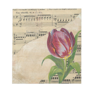 Vintage Victorian Music Romantik Tulips Anteckningsblock