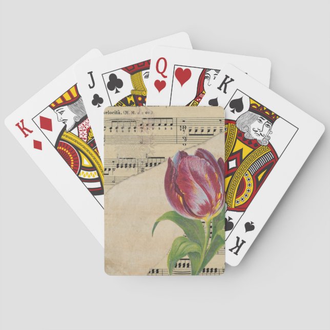 Vintage Victorian Music Romantik Tulips Casinokort (Baksidan)