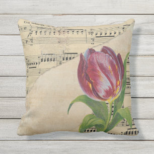 Vintage Victorian Music Romantik Tulips Kudde