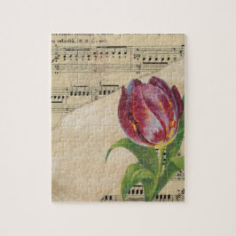 Vintage Victorian Music Romantik Tulips Pussel