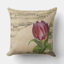 Vintage Victorian Music Romantik Tulips ThrowPillo Kudde