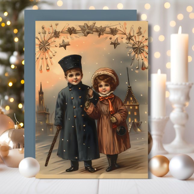Vintage Victorian Nyår Segen Anpassad Julkort (Vintage Victorian New Year Blessings Custom Holiday Card. Just add your name and personal message!)