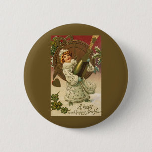 Vintage Victorian Nyårsafton Champagne Angel Knapp