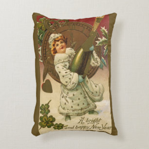 Vintage Victorian Nyårsafton Champagne Angel Prydnadskudde