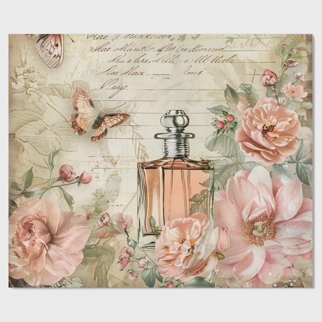Vintage Victorian Parfym Decoupage Presentpapper (Platt)