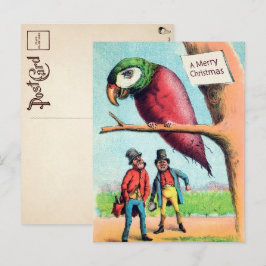 Vintage Victorian Parrot Beet julvykort Vykort