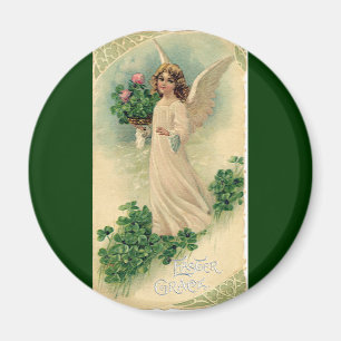 Vintage Victorian Påsk Angel med blommor Magnet