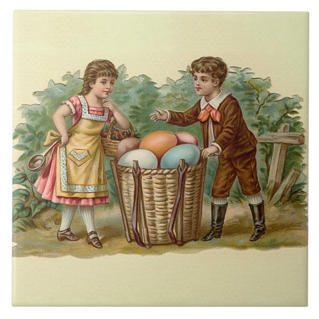 Vintage Victorian Påsk Kakelplatta (Framsidan)