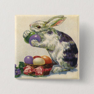 Vintage Victorian Påskhare, ägg och blommor Knapp