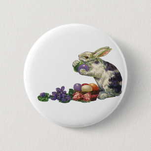 Vintage Victorian Påskhare, ägg och blommor Knapp