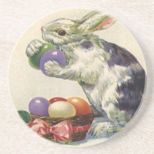Vintage Victorian Påskhare, ägg och blommor Underlägg