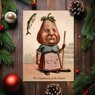Vintage Victorian Pear Head-julkort Helgkort