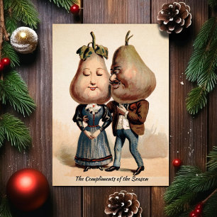 Vintage Victorian Pear Head - Kort för lite julkor