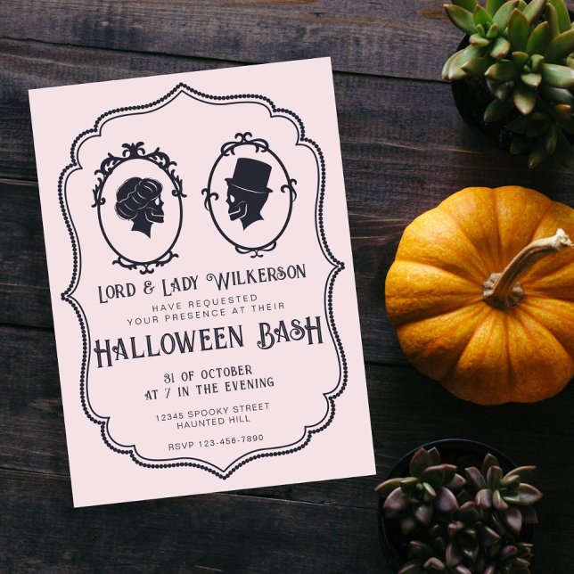 Vintage Victorian Ram Skull Halloween Bash Inbjudningar (Skapare uppladdad)