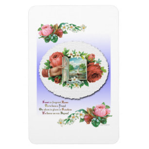 Vintage Victorian Ro Vänskap Art Magnet