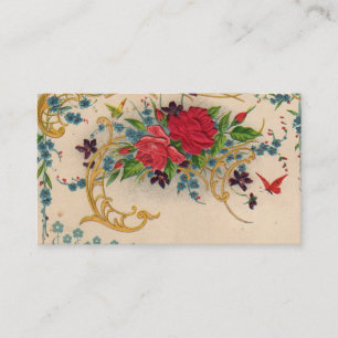 Vintage Victorian Röd ros Affärskort Visitkort
