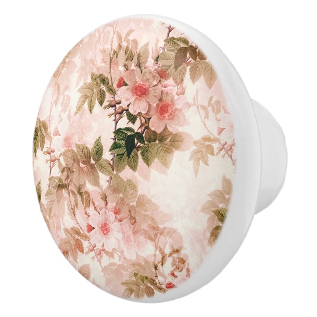 Vintage Victorian Rosa Blommigt Chic Mönster Knopp (Höger)