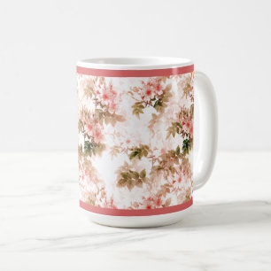 Vintage Victorian Rosa Blommönster Kaffemugg