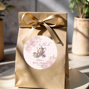Vintage Victorian rosa ros möhippa teparty favör Runt Klistermärke