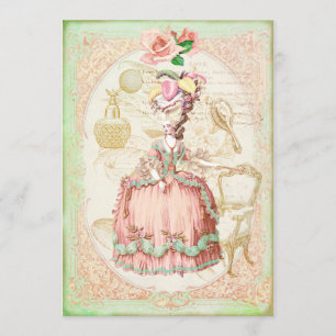 Vintage Victorian Rose Födelsedagsfest Inbjudan