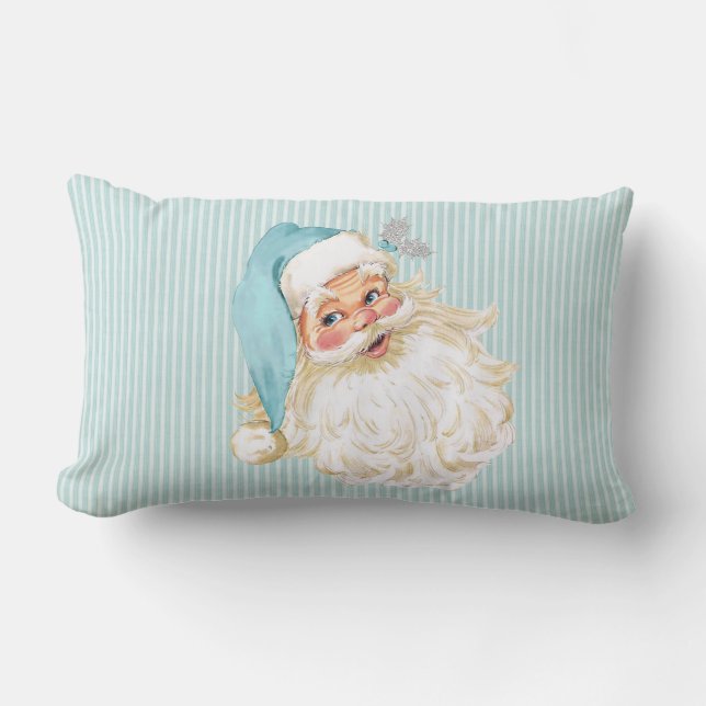 Vintage Victorian Santa Claus Turkos Lumbarkudde (Framsida)