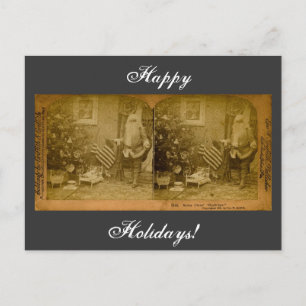 Vintage Victorian Santa Stereoview Helg Vykort