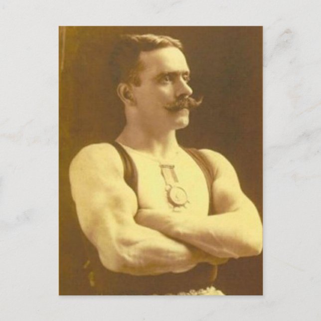 Vintage Victorian Side Show Strongman Vykort (Framsida)