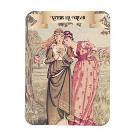 Vintage Victorian Sisters Cute ReEmergency Fine Ar Magnet