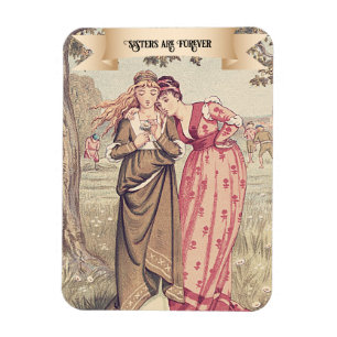Vintage Victorian Sisters Cute ReEmergency Fine Ar Magnet