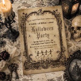 Vintage Victorian Skelett Gothic Halloween Inbjudningar