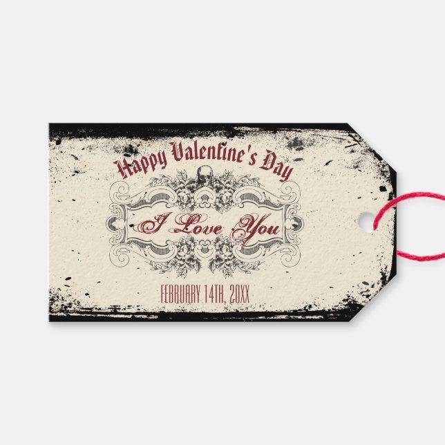 Vintage Victorian Skull Presentetikett (Framsidan (Horisontell))