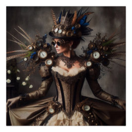 Vintage Victorian Steampunk Clockwork Time Dam Perfect Poster