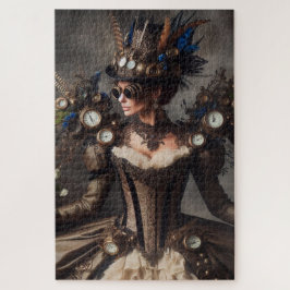 Vintage Victorian Steampunk Klockverk Tid Dame Pussel