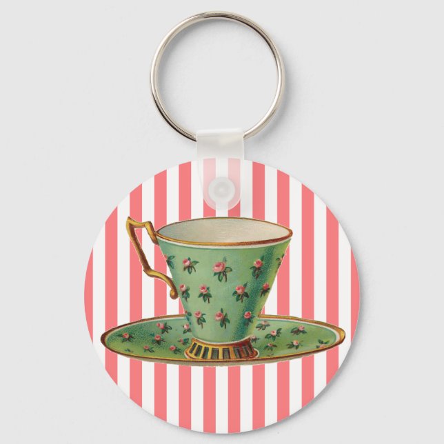 Vintage Victorian Tea Kopp Nyckelring (Framsida)