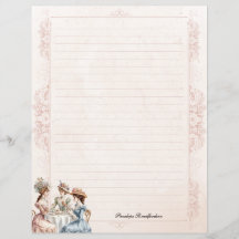 Vintage Victorian Tea Linted Namn Stationery Pappe