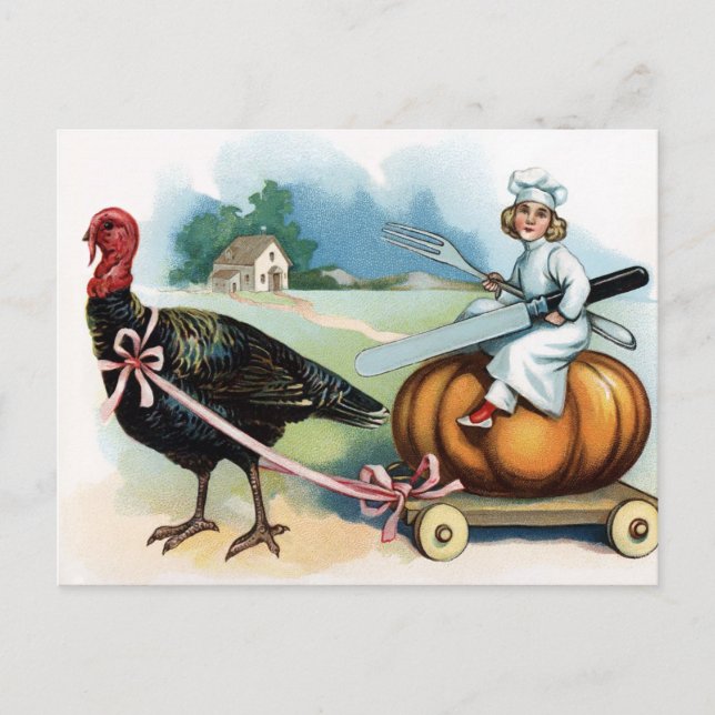 Vintage Victorian Thanksgiving Vykort (Framsida)