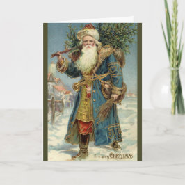 Vintage Victorian Tomte med julgran Helgkort