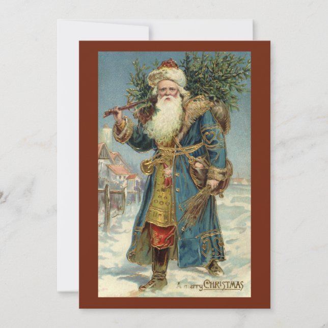 Vintage Victorian Tomte med julgran Inbjudningar (Framsida)