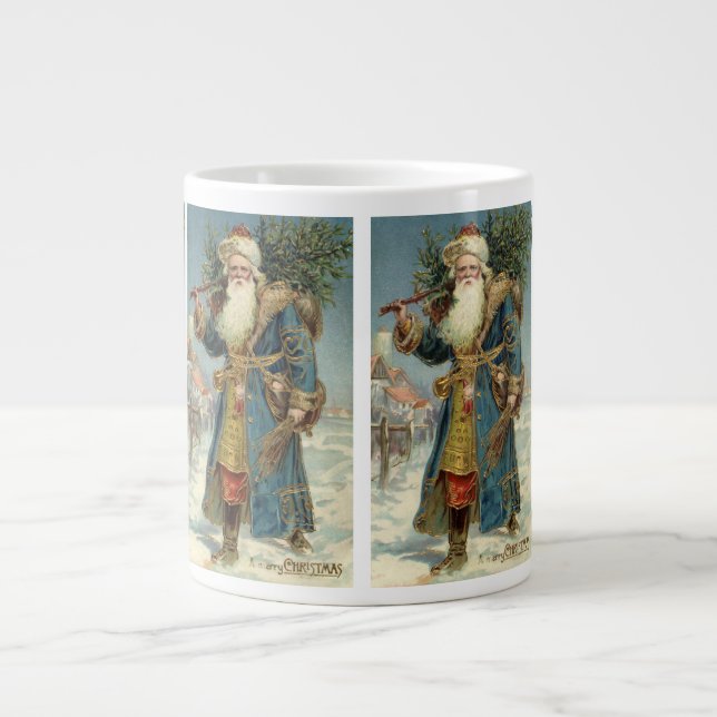 Vintage Victorian Tomte med julgran Jumbo Mugg (Framsidan)