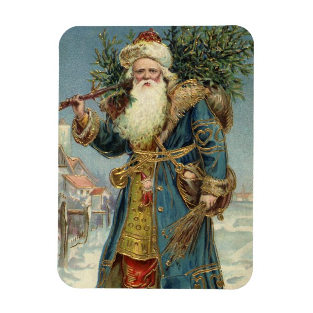 Vintage Victorian Tomte med julgran Magnet (Vertikal)