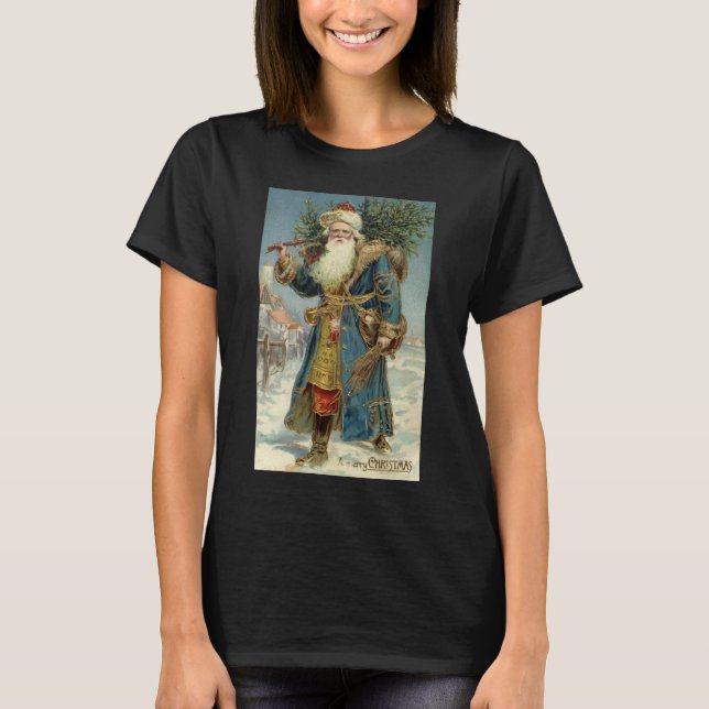 Vintage Victorian Tomte med julgran Tee Shirt (Framsida)