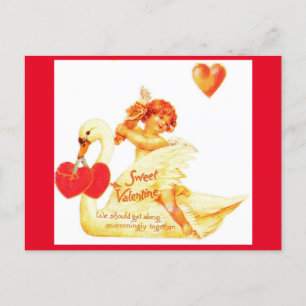 Vintage Victorian Valentine Cupid på Svan Vykort