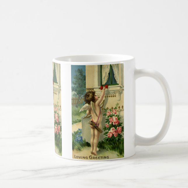 Vintage Victorian Valentine Day, Angel Hearts Kaffemugg (Höger)